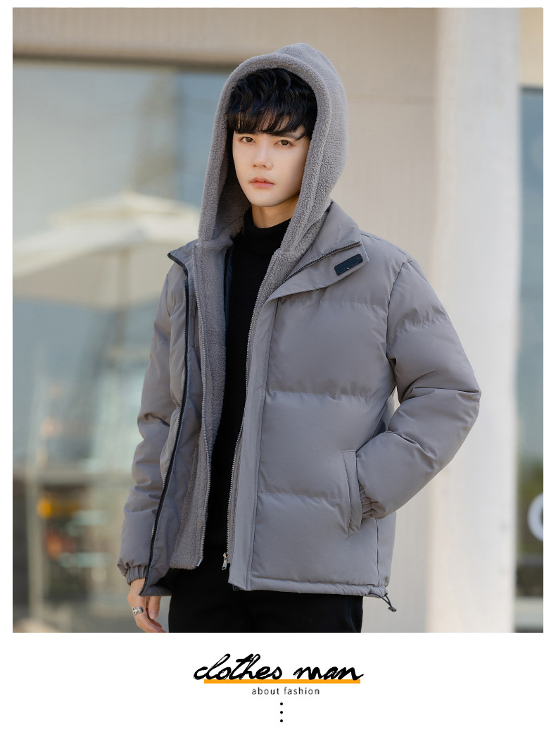 Large Size Fake Two Cotton Clothes Men's Loose Casual Thickened Fleece_viptrois.com