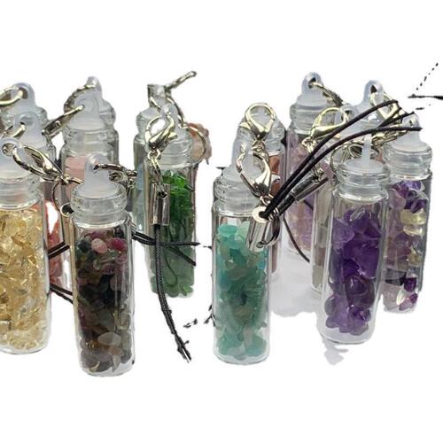 Natural crystal tourmaline diopside aquamarine bag hanging mobile phone hanging wishing bottle pendant gift jewelry pendant