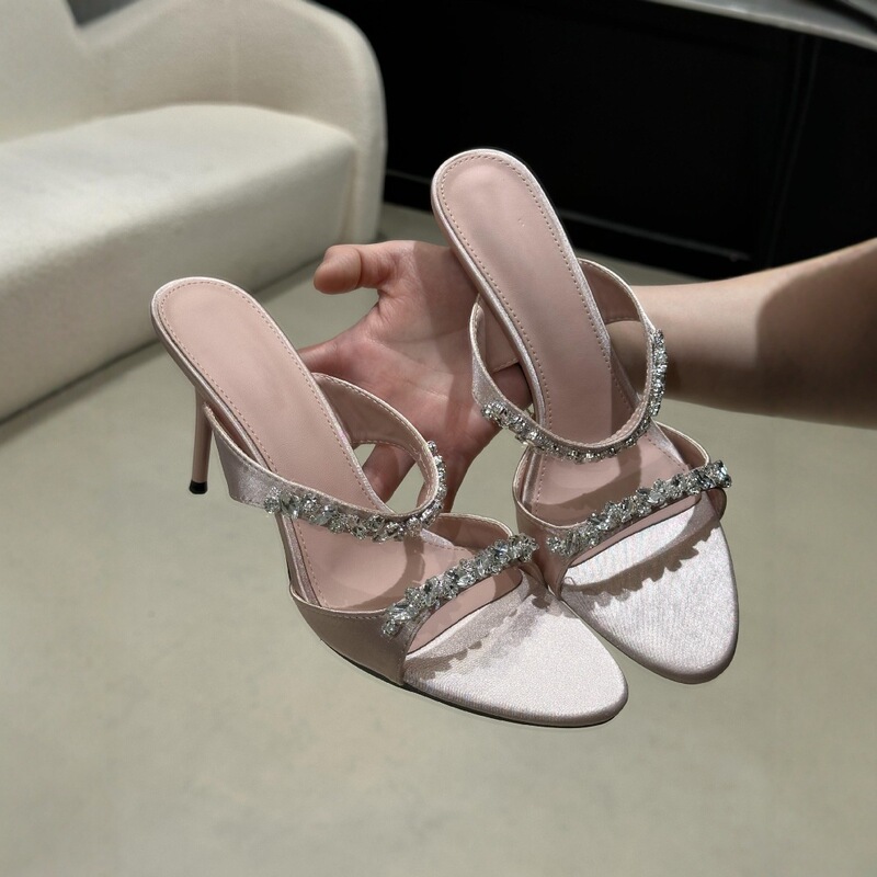 New Style Rhinestone One-Strap High-Heeled Sandals for Women with Thin Heels and Open Toes, Versatile Summer Fairy Shoes New Style Rhinestone One-Strap High-Heeled Sandals for Women with Thin Heels and Open Toes, Versatile Summer Fairy Shoes