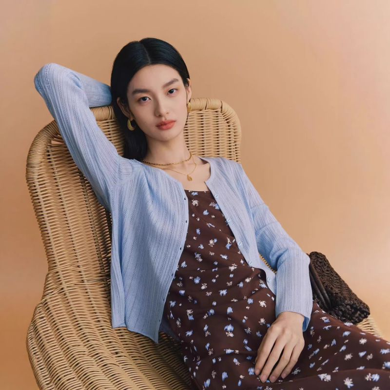 Y*L Women's Clothing 2026 Spring New Elegant Hollow-Out Slightly Loose Fit Knitted Cardigan for Women 1H3930481