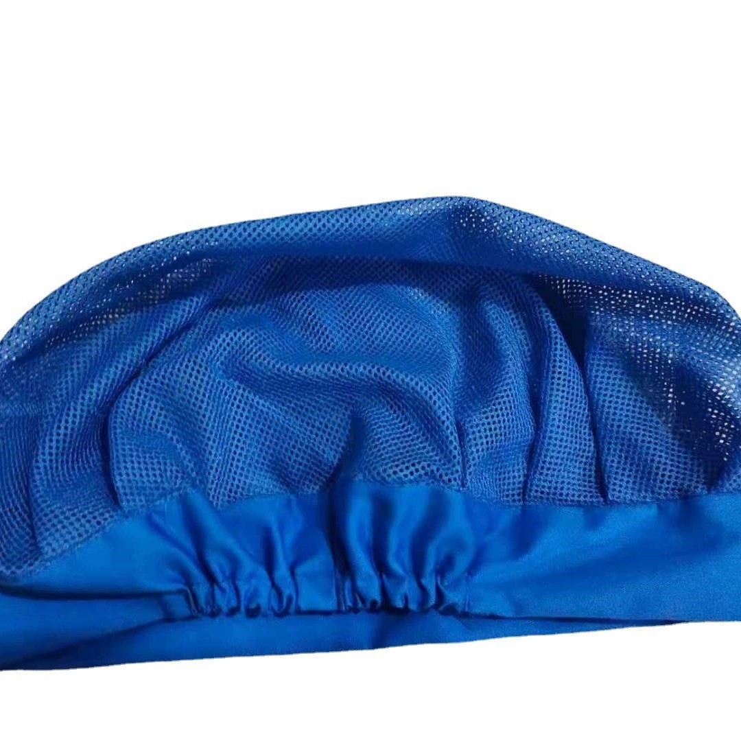White hat, blue universal hair mesh