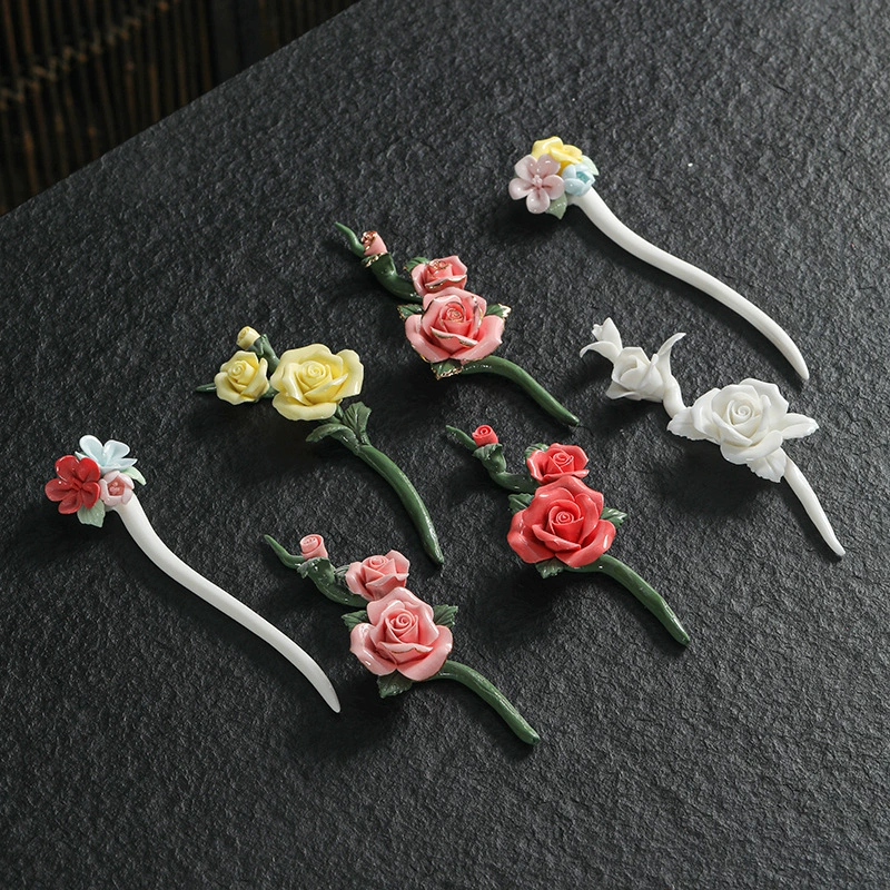 Креативные керамические ветки цветов, приготовленные вручную, керамические искусственные цветы, поделки для украшения дома, керамические цветы, живописные места, уличные ларьки оптом