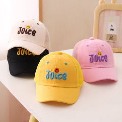 夏款1-3歲兒童帽子男女刺繡笑臉 鴨舌帽男童棒球帽遮陽防曬太陽帽