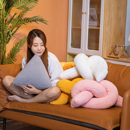 Triangle pillow soft cushion bedroom seat cushion knot pillow plush toy home bed sleeping pillow