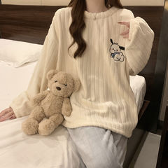睡衣冬季女款珊瑚绒加厚加绒长袖可爱卡通帕恰狗家居服套装可外穿