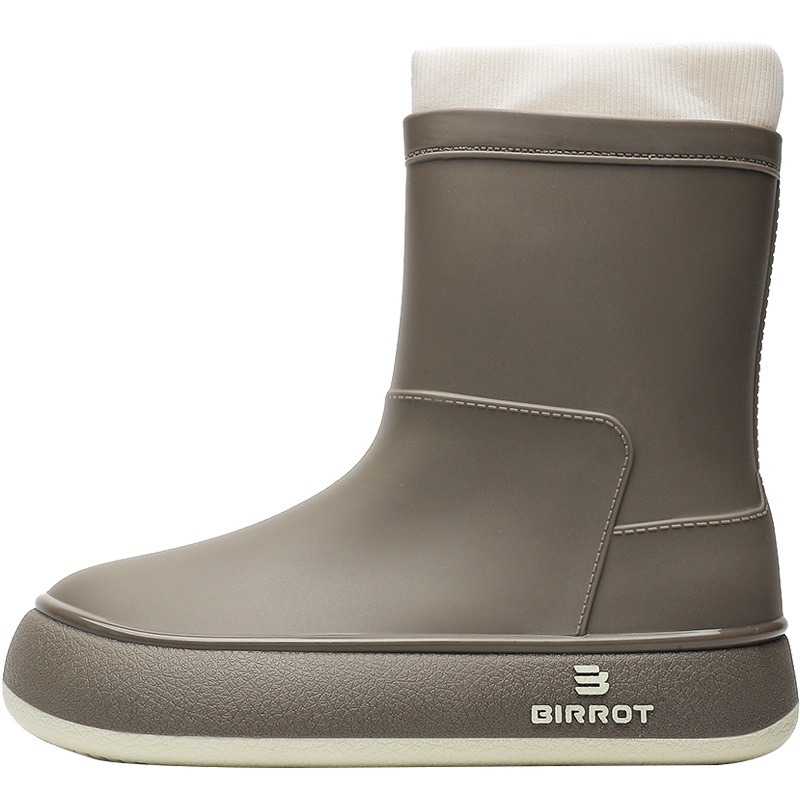 Nuevos zapatos de lluvia de terciopelo para mujeres de color sólido de moda coreana impermeable, antideslizante, fondo suave, estudiantes de manga corta, botas de lluvia cálidas