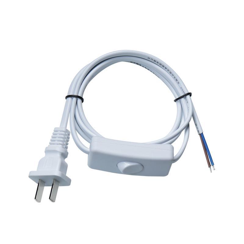 Customized national standard with 303 switch two-prong power cord pure copper black and white LED desk lamp fan two-core plug cord