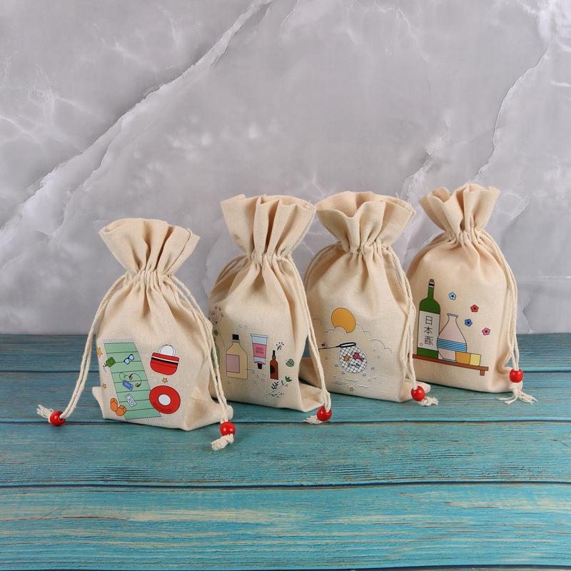 新款15x23束口抽绳袋节日礼品袋粽子袋活动赠品袋棉布袋