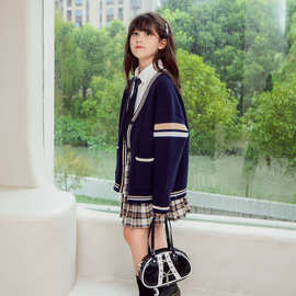 女童中长款开衫毛衣外套春装2025新款韩版儿童中大童春秋时髦上衣