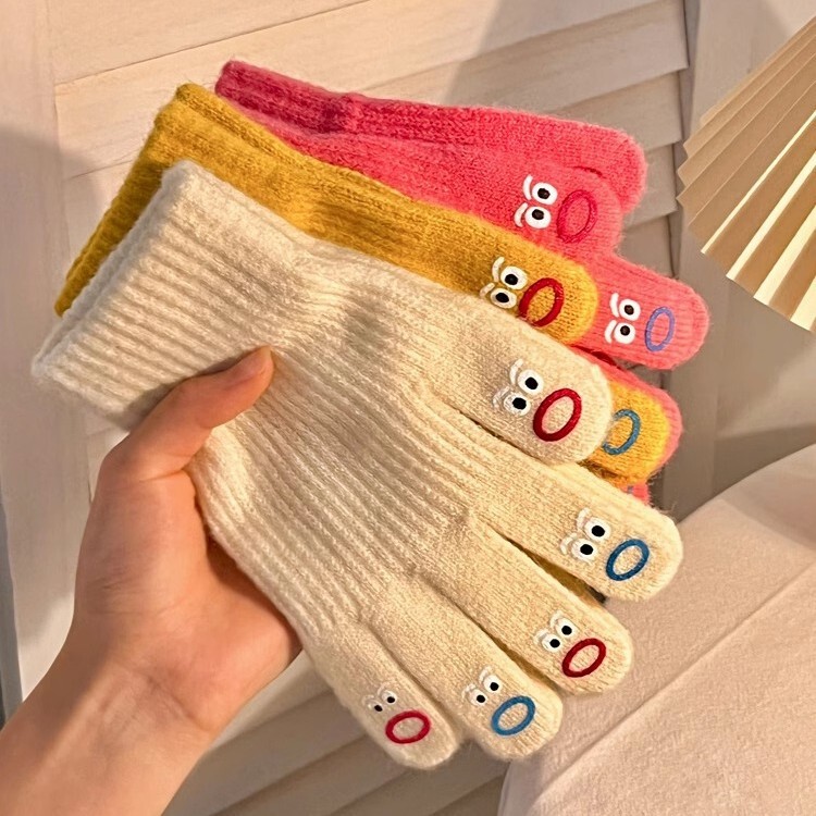 大きい口の怪の手袋の5本の指のかわいい韓国版の毛糸のメリヤスの厚い保温の手袋の女性の冬の騎乗はタッチパネルをタッチすることができます。|undefined