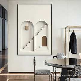 现代简约高级感极简玄关装饰画餐厅大气立体感意式客厅挂画白色