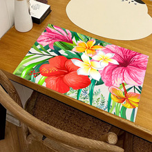 ins风热带植物花卉餐桌垫 芙蓉花餐垫节日氛围装饰品餐厅隔热桌布