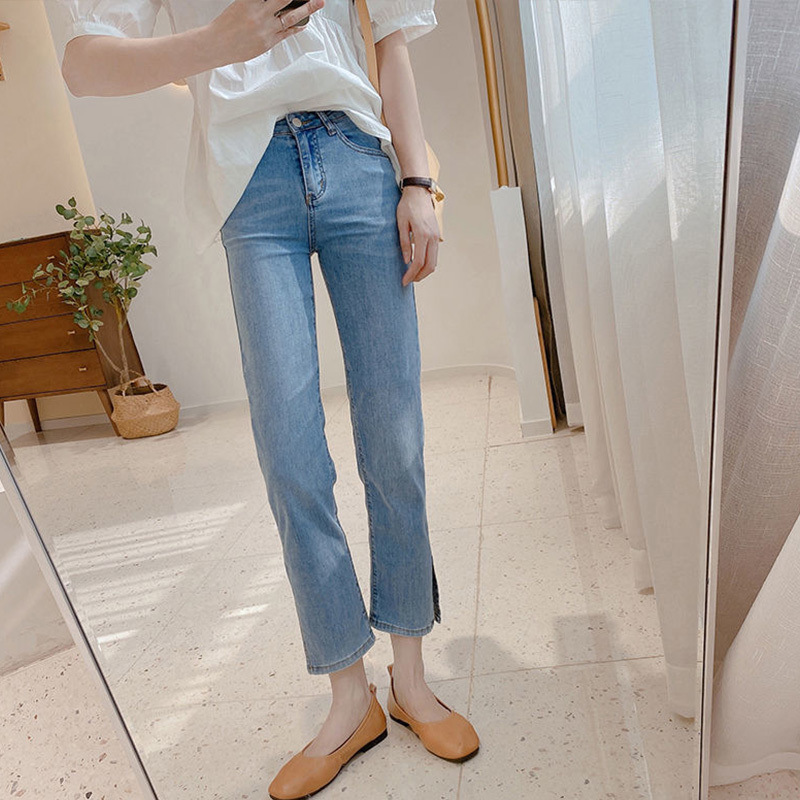 Women's Spring and Autumn Thin New High Waist Straight Stretch Slim Fit Smoke Tube Pants Women's Spring and Autumn Thin New High Waist Straight Stretch Slim Fit Smoke Tube Pants