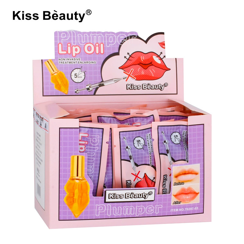 Лип-плампинг масло (Kiss Beauty) прозрачный увлажняющий блеск, упругий уход за губами