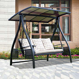 现货户外阳台庭院休闲家用秋千椅吊椅花园铁艺防水室外可躺摇摇椅