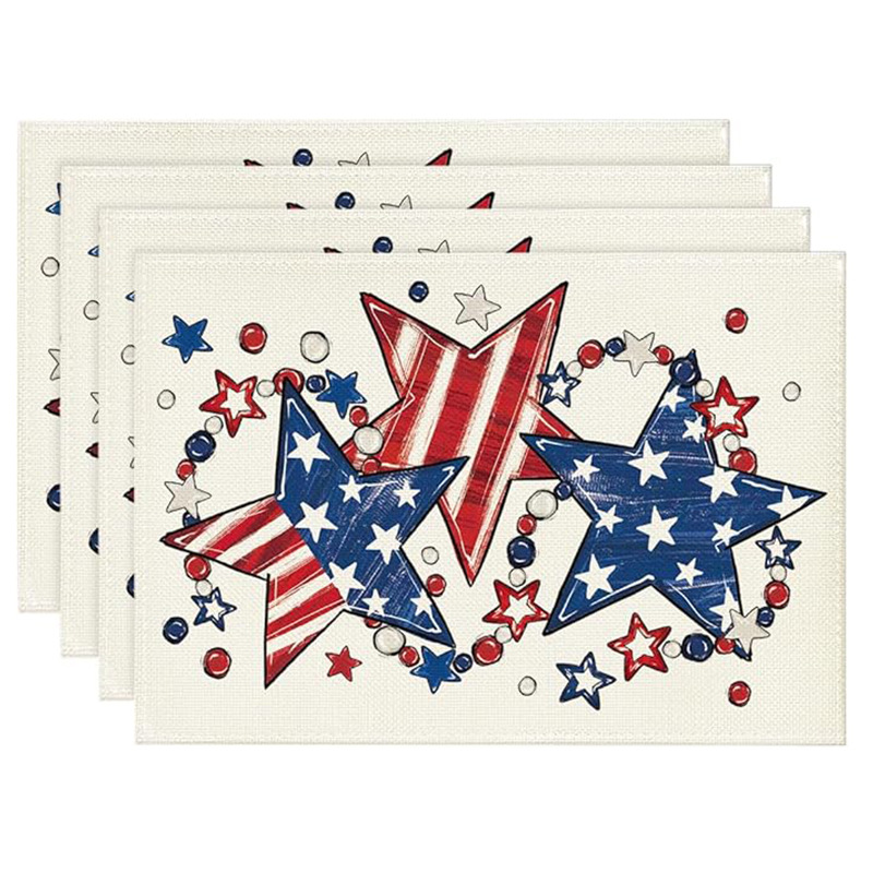 Transfronterizos lino almohadilla de mesa Aliexpress TEMU Amazon almohadilla de mesa cuadrada búfalo rojo almohadilla de Navidad Día de la Independencia