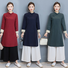 8953棉麻唐装上衣中式复古中国风茶服女禅意禅服民国风女装优雅