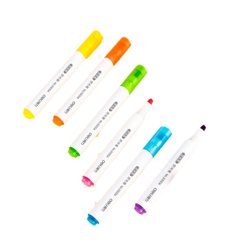 Los estudiantes de la pluma de marcado fluorescente Deli 33004 usan color claro Serie 6 traje color marcado bolígrafos para notas