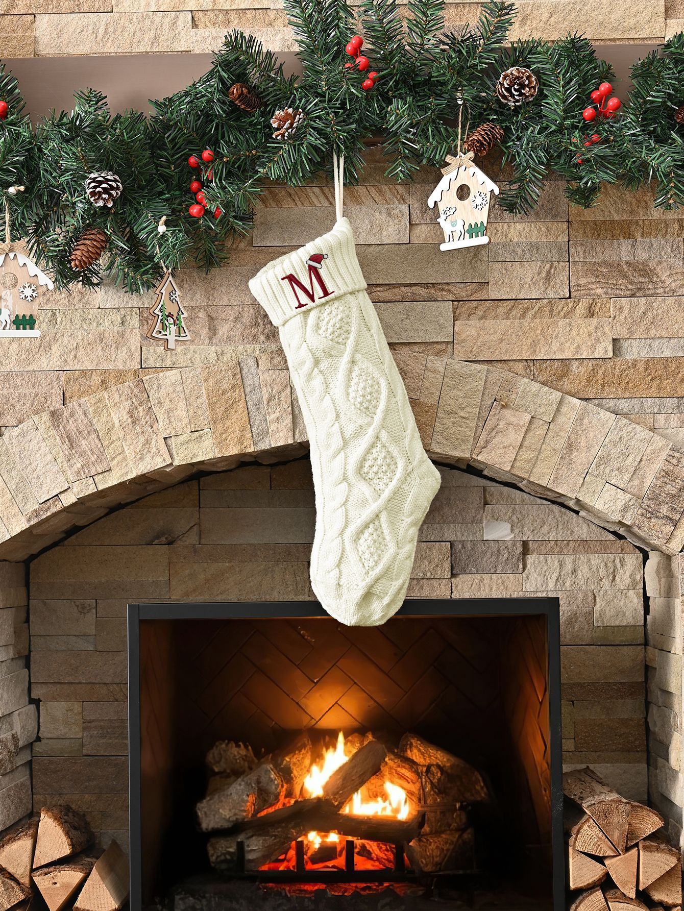 Amazon Europa y los Estados Unidos medias de Navidad personalizadas bordadas calcetines de letras de punto medias de regalo de Navidad colgantes fabricantes image 95