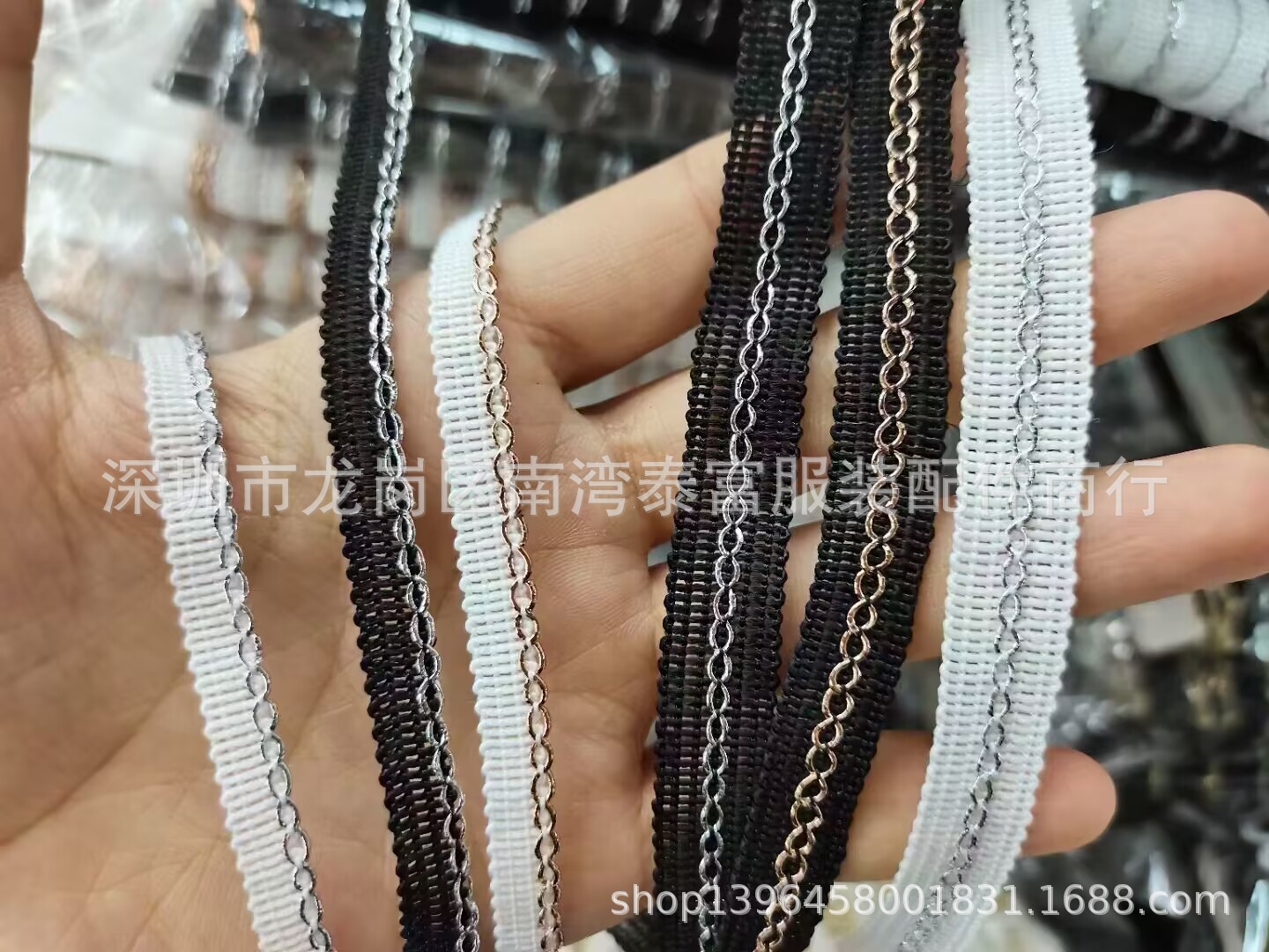 厂家供应现货1CM简约精致八字圈织带花边 窗帘服装装饰服装辅料