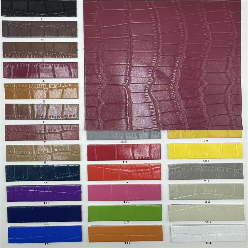 Spot 1.0mm Crocodile Pattern Bamboo Pattern Pu Leather Fabric Fashion Bags Soft Bag Shoe Materials Artificial Leather Leather Fabric