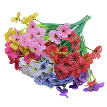 跨境批发塑料仿真花户外家居装饰仿真植物假花紫罗兰春草花摆件