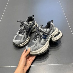 春夏增高老爹鞋女2025新款炸街厚底復古透氣網面輕便休閒運動鞋潮