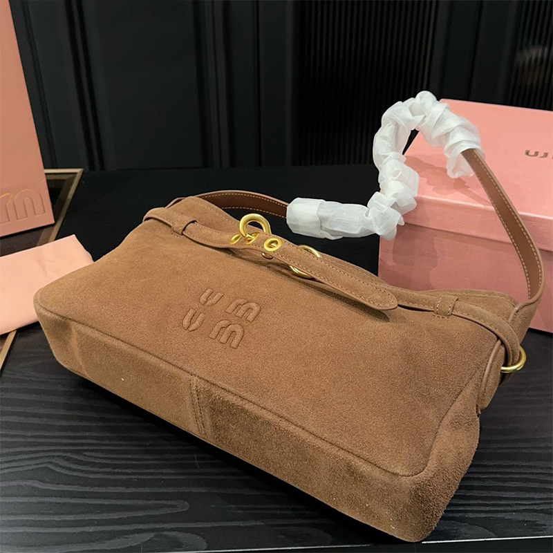 2025 New Underarm Bag Suede Commuter Bag Vintage Handheld Shoulder Bag Baguette Bag For Women Spring Edition - Thumbnail 3