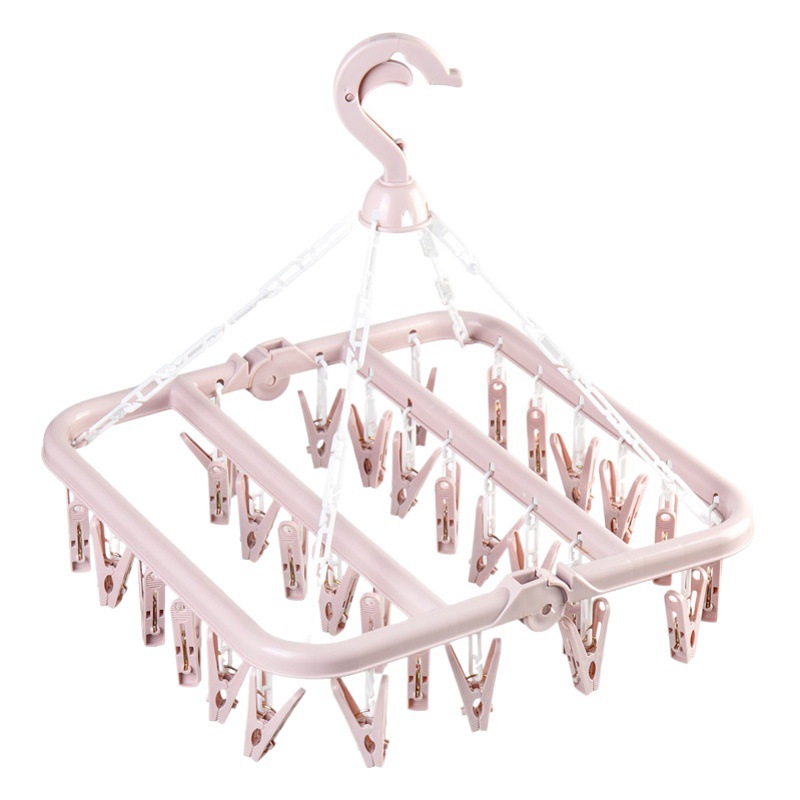 Multifunctional socks rack folding drying hanger balcony dormitory windproof multi-clip underwear baby disc clothes hanger