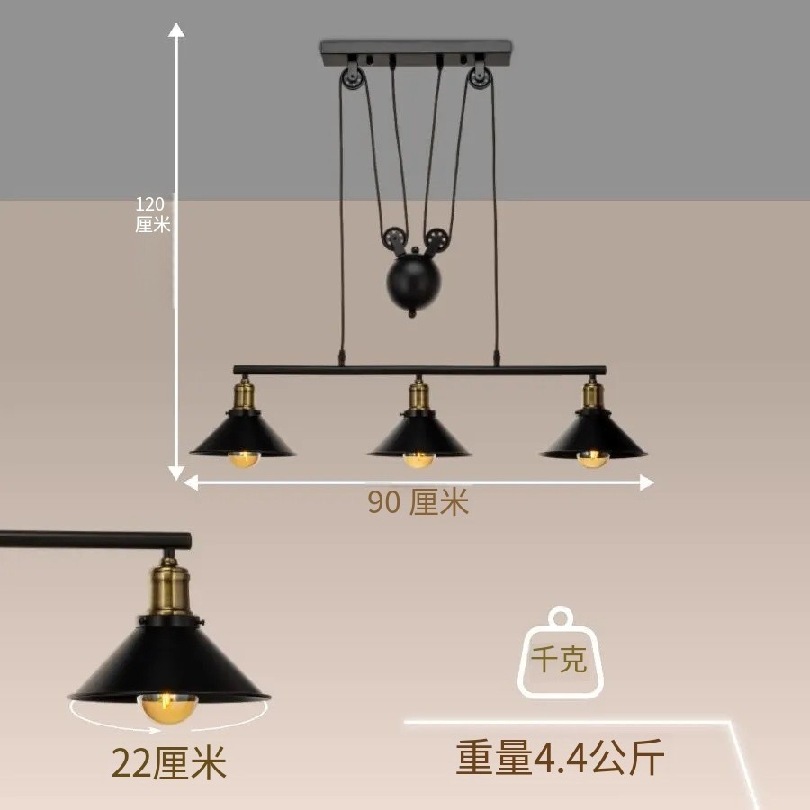 Chandelier estilo industrial restaurante bar creativo hierro forjado café bar escalera elevadora polea lámparas lujosas