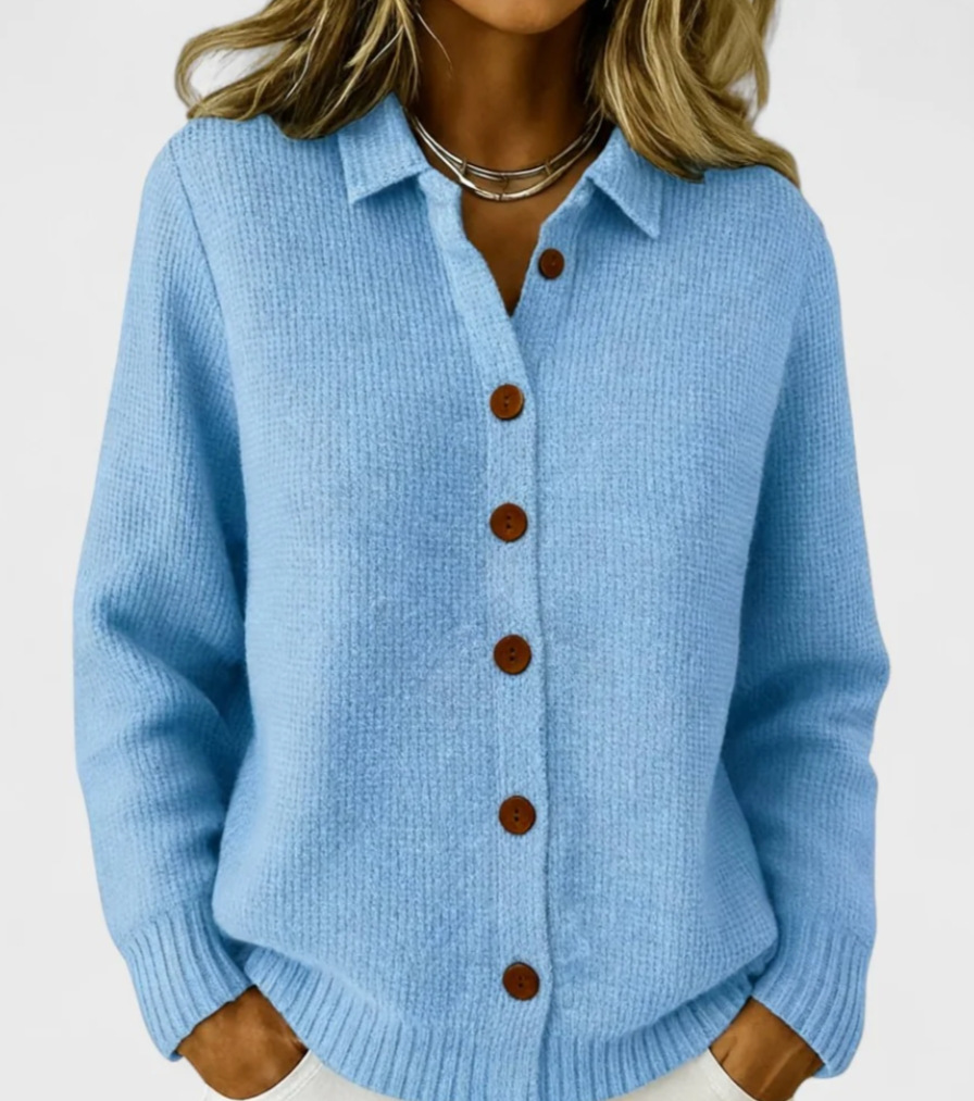 Knitted Button Cardigan For Women With Turn Down Collar Winter_voghion.com