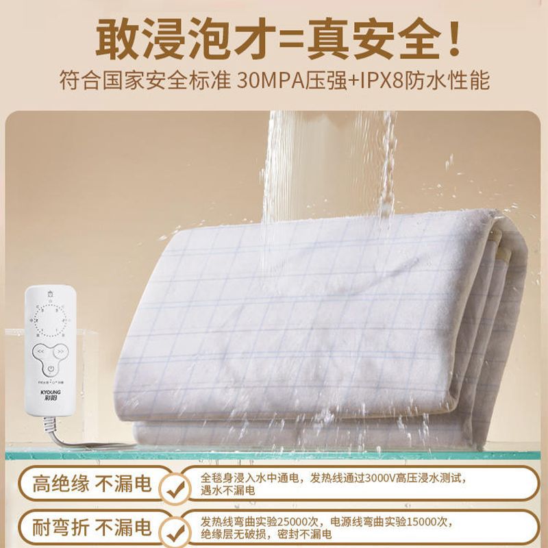 彩阳电热毯双人双控速热单人宿舍家用可水洗官方旗舰店正品电褥子