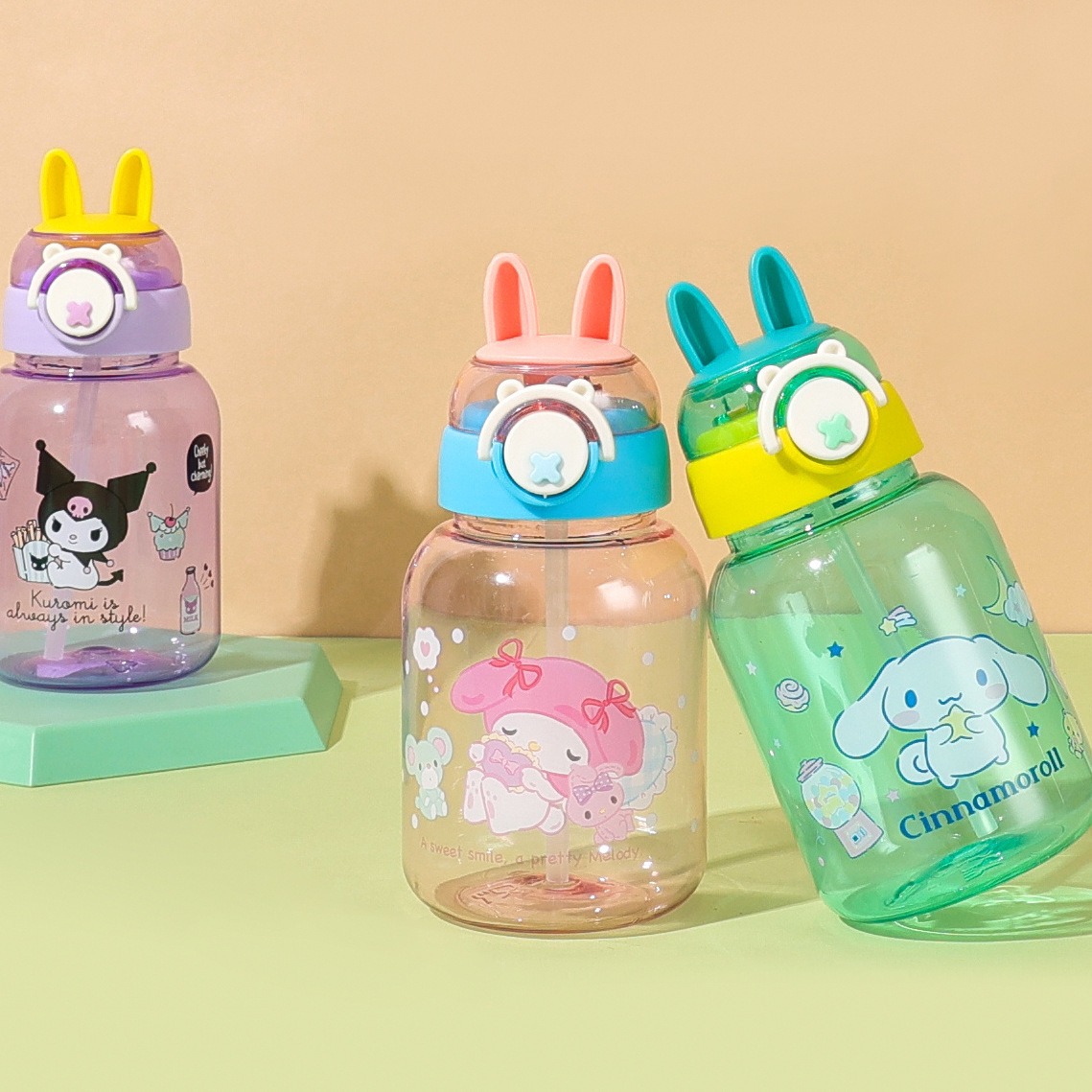 Taza de agua portátil nueva para niños y estudiantes en verano, alto valor, con cuerda para levantar y cubierta elástica, deportiva y portátil. image 1