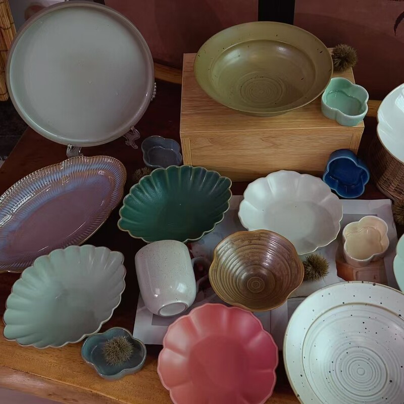 High-End Pottery Miscellaneous Pieces, Retro Stoneware Plates, Rice Bowls, Flavor Plates, Restaurant Hotel Tableware, Daily Use Porcelain, Accessible Luxury