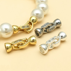 バックルジュエリーバックルシングルスイッチバックルパールチェーンバックル電気メッキ 18 K 銅メッキネックレスバックル DIY アクセサリージュエリー卸売