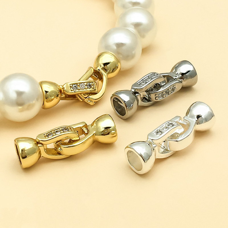 Jewelry Clasp Single Toggle Clasp Pearl Chain Clasp Electroplated 18K Gold-Plated Copper Necklace Clasp DIY Accessories Jewelry Wholesale