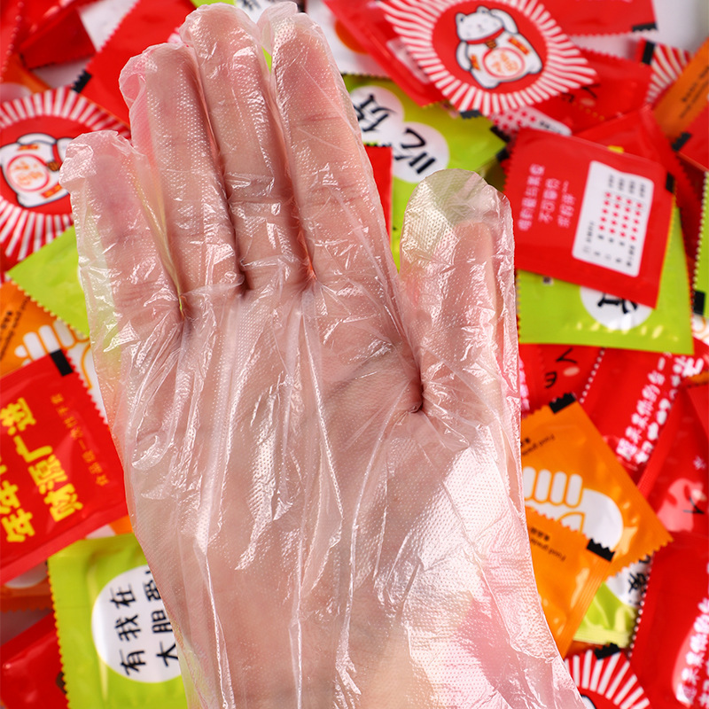 メーカー卸売り独立バッグ使い捨てpe手袋飲食販売食品透明厚いロブスタープラスチック手袋|undefined