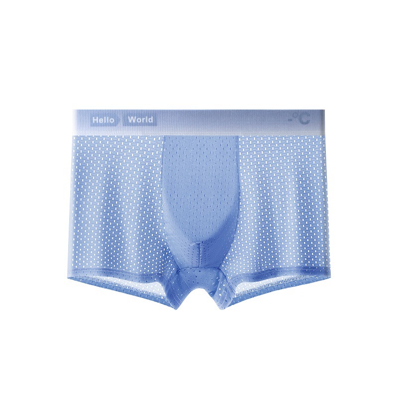 Ropa interior masculina de seda de hielo verano delgada malla de cintura media transpirable Boxer shorts para niños cabeza ropa interior juvenil antibacteriana