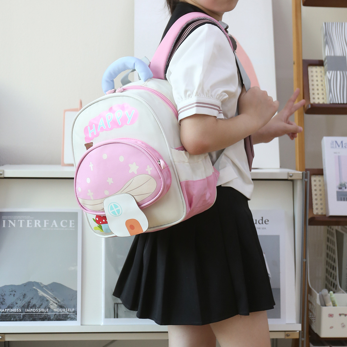 Nueva mochila para niños jardín de infantes mochila de hongos para niños y niñas tarjeta de viaje universal mochila de espalda