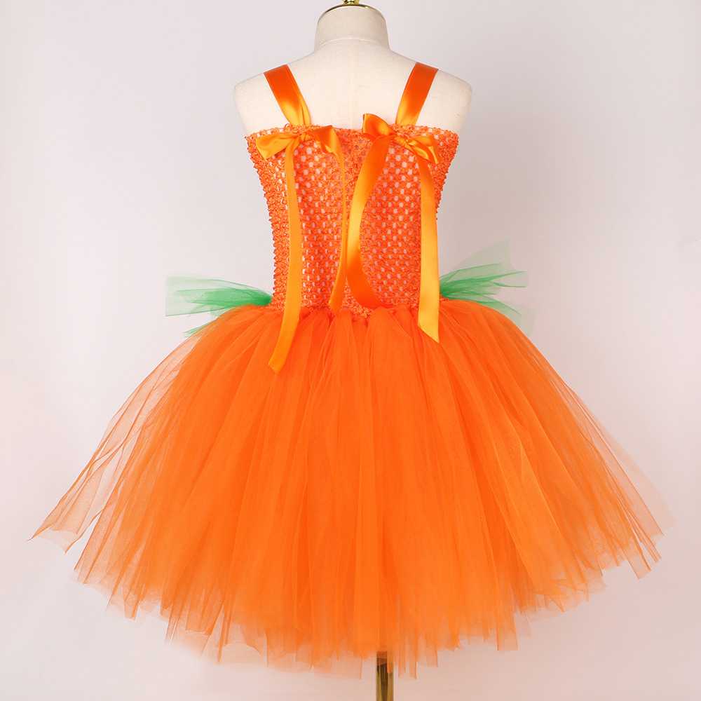 Baby Girls' Clothing Performance Costume Orange Mesh Tutu Princess Skirt One Piece _voghion.com