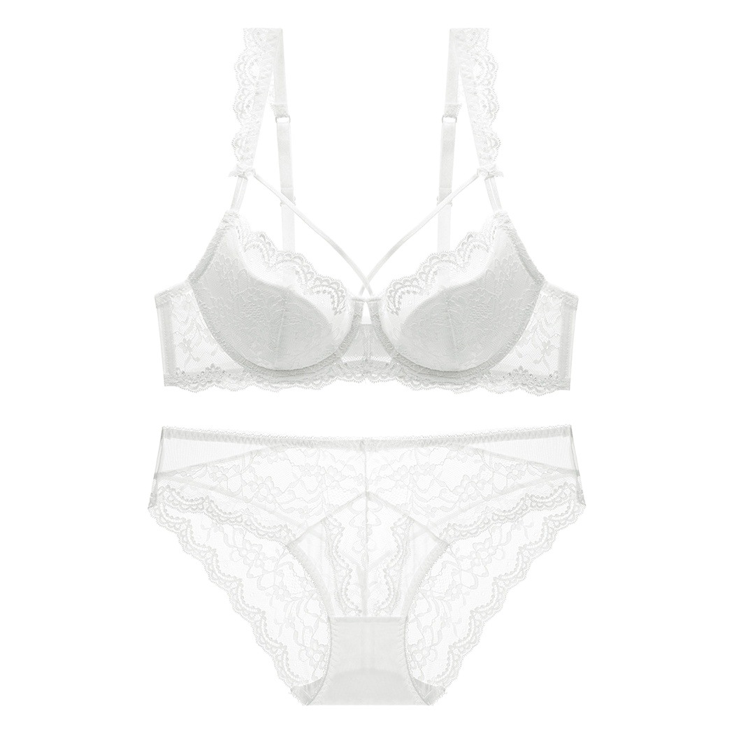 Nueva Europa y América sexy ropa interior de encaje las mujeres algodón fino pecho grande pequeño cómodo transpirable empuja hacia arriba más tamaño sujetador traje