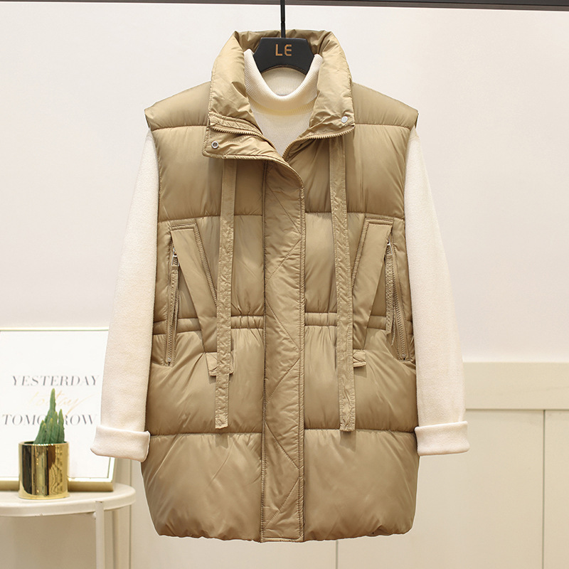 Algodón chaleco de mujer otoño invierno engrosado chaleco de cuello vertical chaqueta marcas de moda puerto inns algodón suelto camisa de algodón de hombro moda