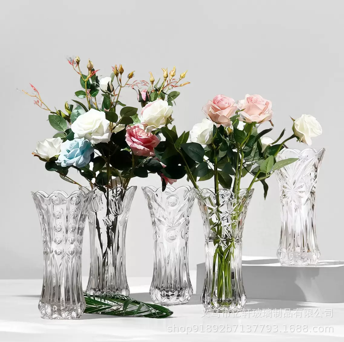 玻璃简约大号透明玻璃花瓶水养富贵竹家用插花瓶客厅摆件桌面极简