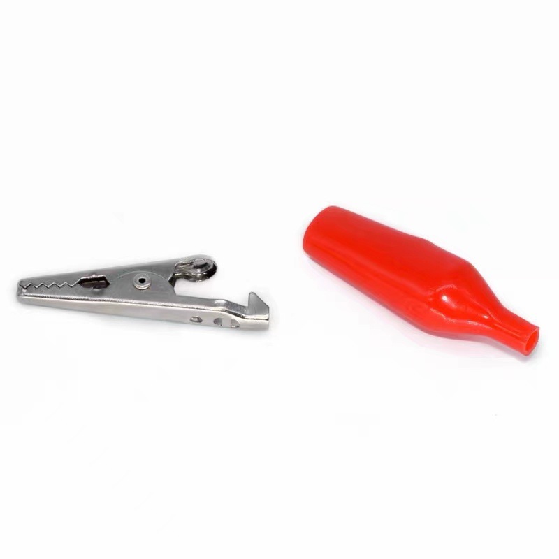 厂家直销鳄鱼夹红黑护套夹子 不锈钢测试夹子尖嘴夹