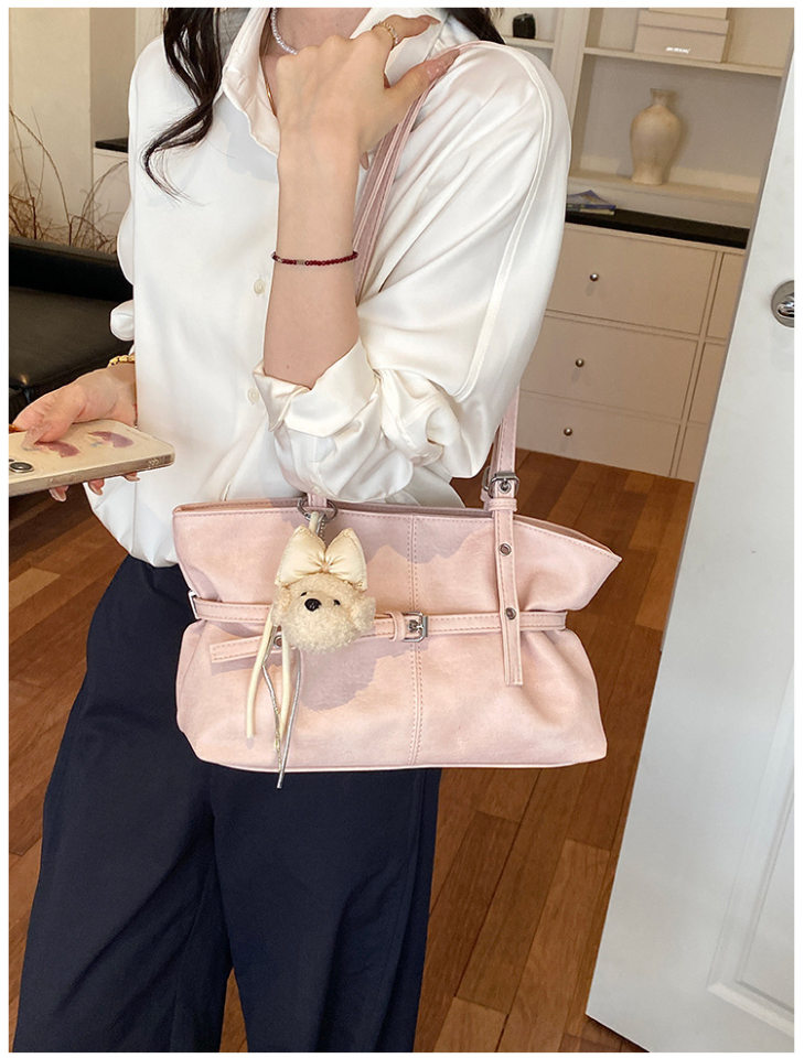 Túi nách nữ dáng hộp ngang phong cách đường phố, túi tote đeo vai đơn giản dung lượng lớn — Bạc không có mặt dây chuyền, Gạo trắng không có mặt dây chuyền, Màu cà phê Không có mặt dây chuyền, Màu hồng không có mặt dây chuyền chi tiết 31
