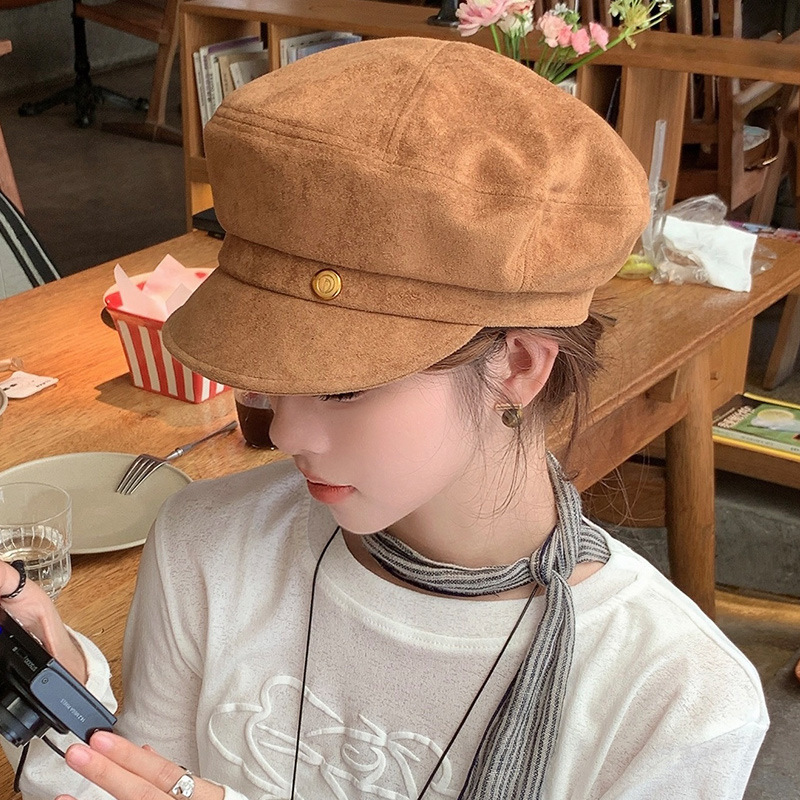 英伦风帽子女韩系文艺复古马术帽百搭显脸小贝雷帽秋冬鸭舌报童帽|undefined