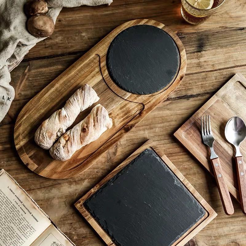 Nordic ins restaurante occidental comercial plato de carne roca Lovesick bandeja de madera postre merienda plato de sushi placemat