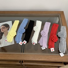 韩国小众立体玫瑰纯手工钩花围巾辣妹时髦穿搭单品细窄长条围巾