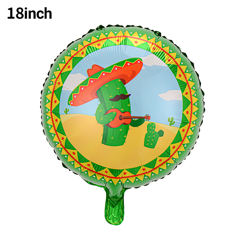 Globo de cactus transfronterizo Fiesta de carnaval Decoración Película de aluminio Burrito TACO Globo FIESTA Set