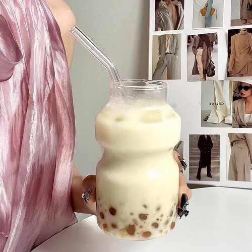 Manufacturer wholesale creative Insta yogurt glass cups borosilicate milk tea drink cups coffee cups cold drink cups